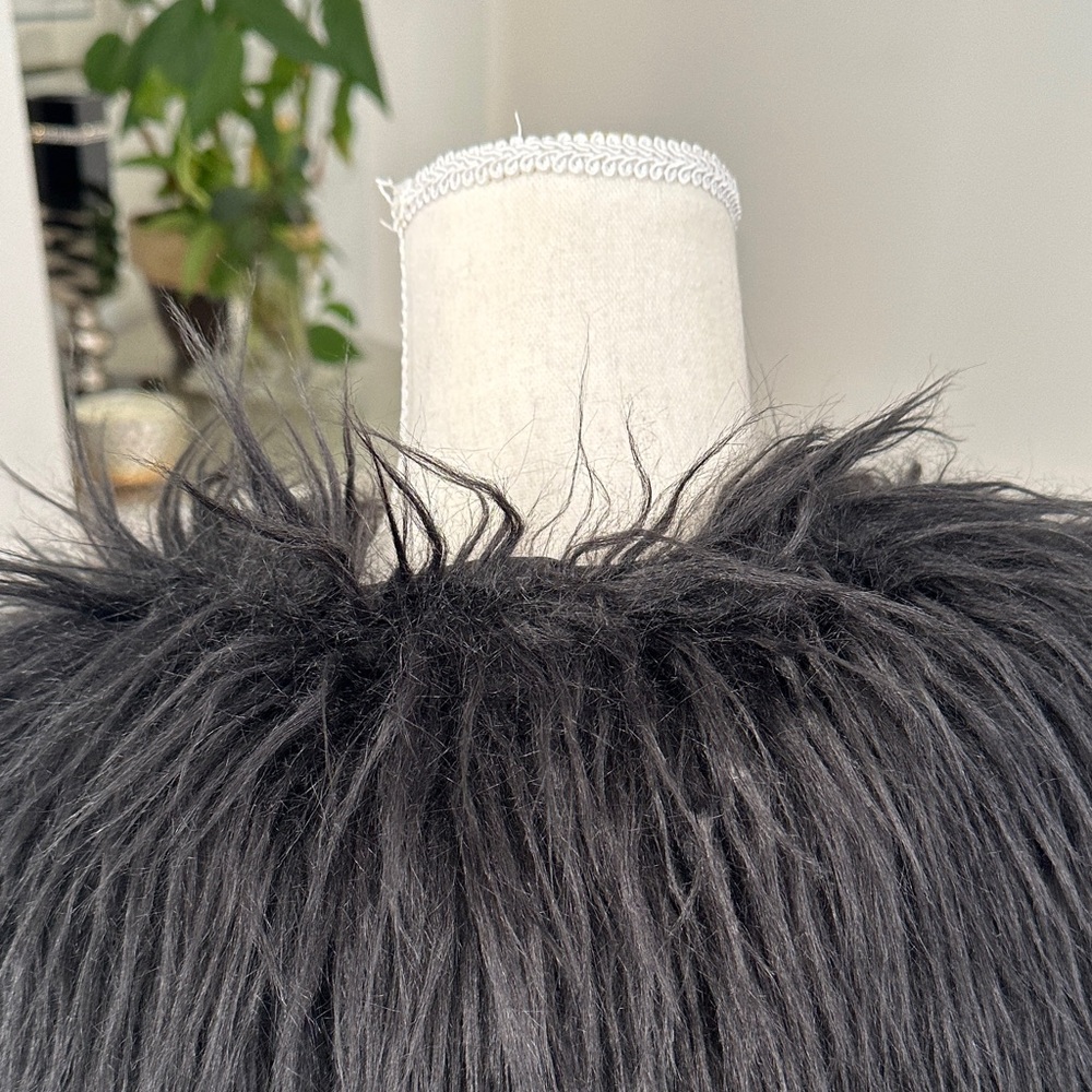 Missguided Black Faux Fur Pea Coat - Picture 5 of 8